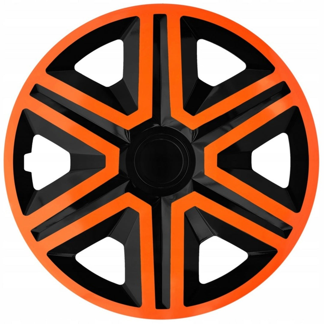NRM Action Doublecolor Universal Hubcap 14" Wheel Cover Wheel Trim Hub Cap Orange and Black 1 Piece