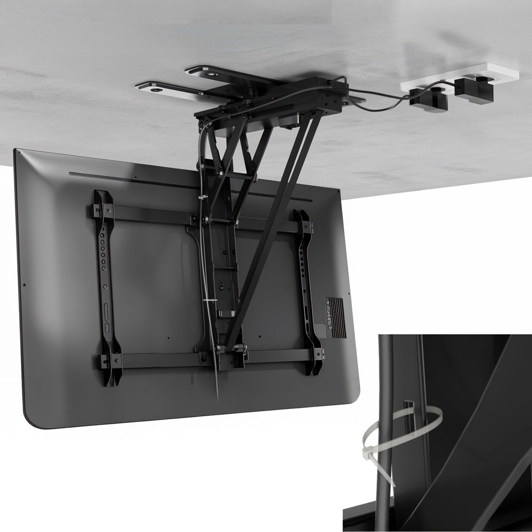 Maclean elektrisk loftbeslag til tv, TUYA-betjening, maks. VESA 600x400, 90° drejning, fjernbetjening, 32"-75", 35 kg, MC-490