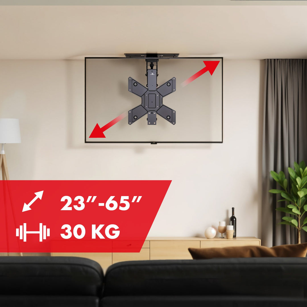 Maclean elektrisk loftbeslag til tv, TUYA-betjening, maks. VESA 600x400, 90° drejning, fjernbetjening, 23"-65", 30 kg, MC-491