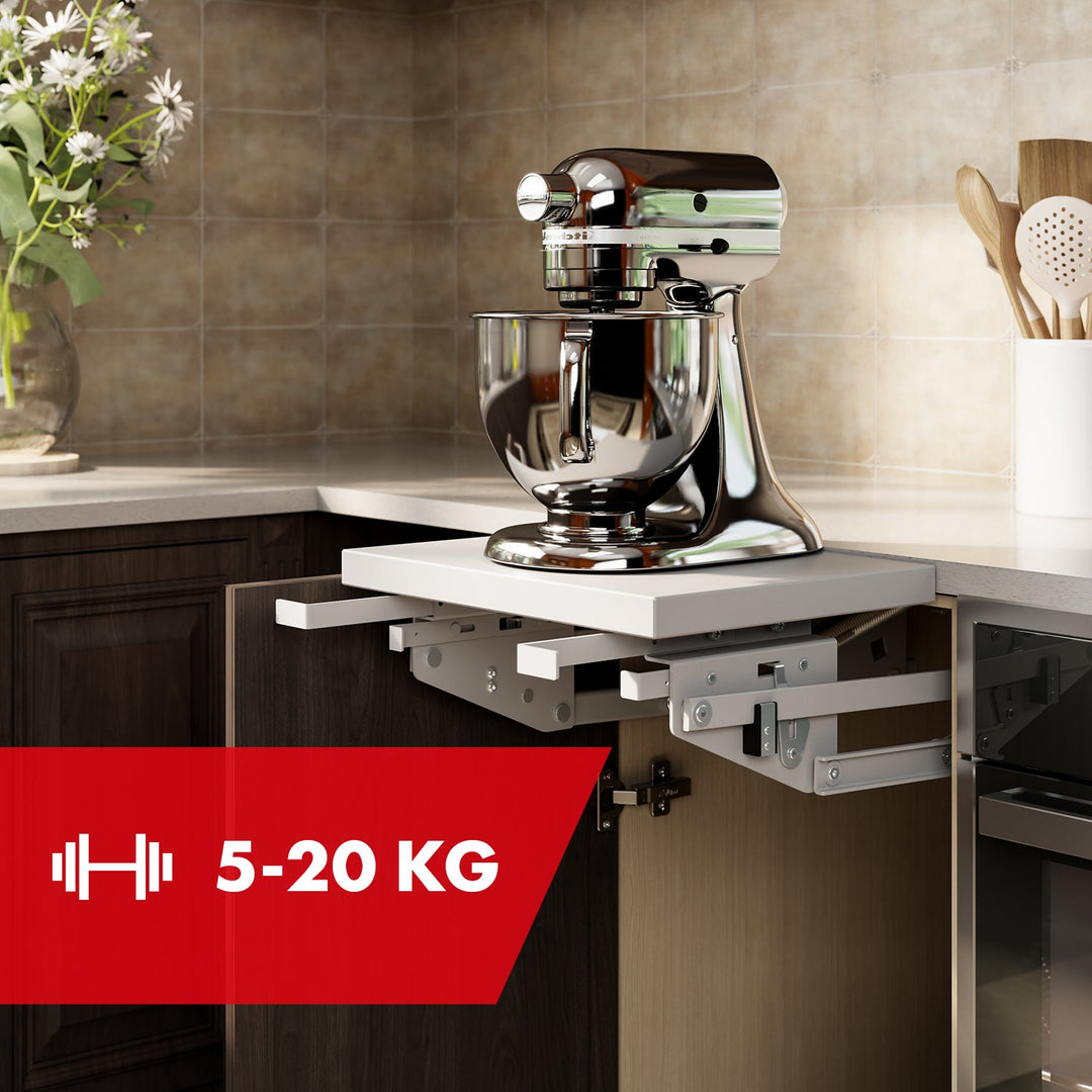 Lift, udtrækkelig køkkenhylde til indbygning 5-20 kg. 820 x 168 x 106 mm MC-497