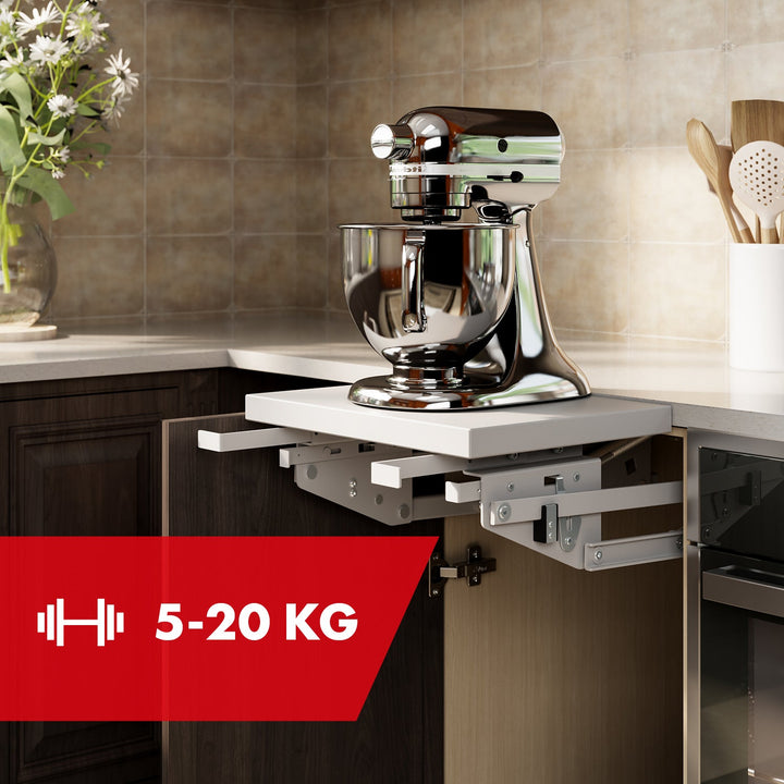 Lift, udtrækkelig køkkenhylde til indbygning 5-20 kg. 820 x 168 x 106 mm MC-497