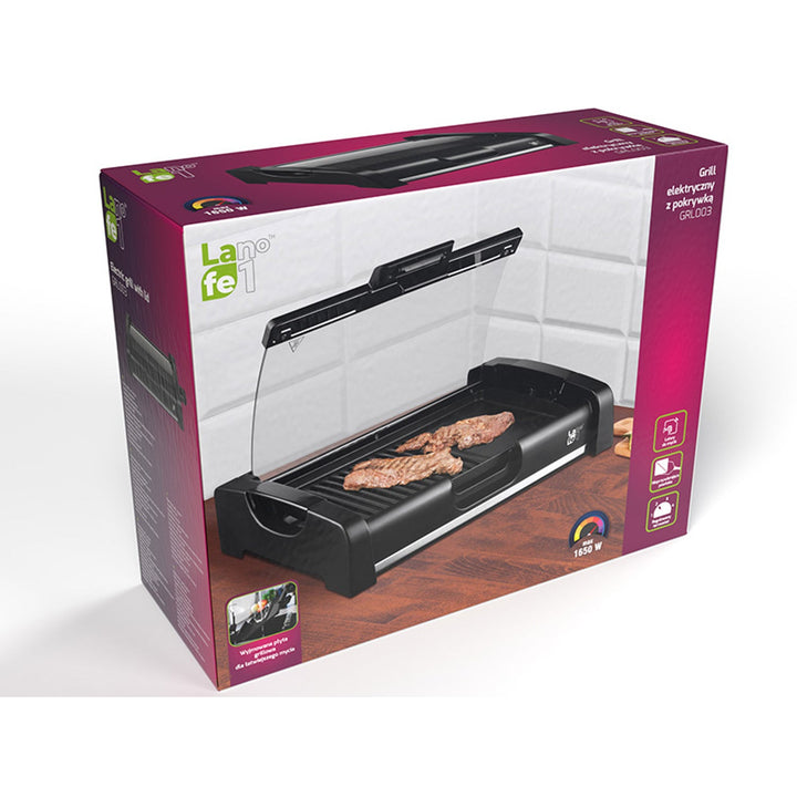 Lafe elektrisk grill med låg, 1650 W, termostat, GRL003