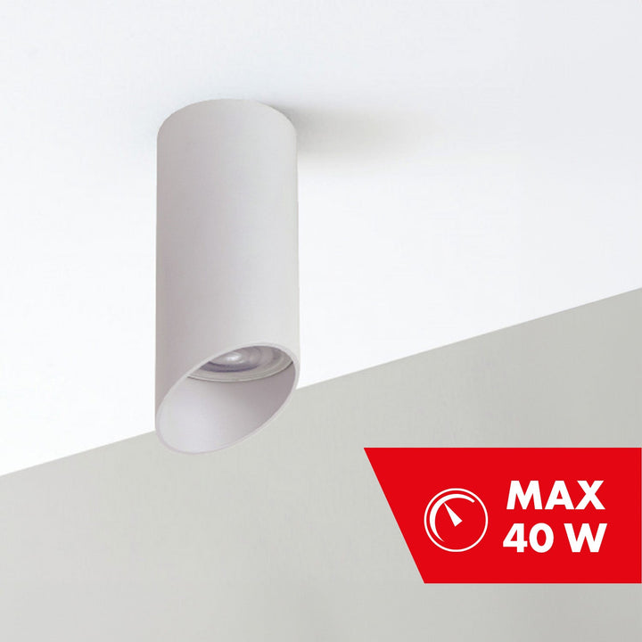 Maclean påbygning / rør, punktbelysning, rund, aluminium, GU10, 55x130 mm, hvid, MCE360 W