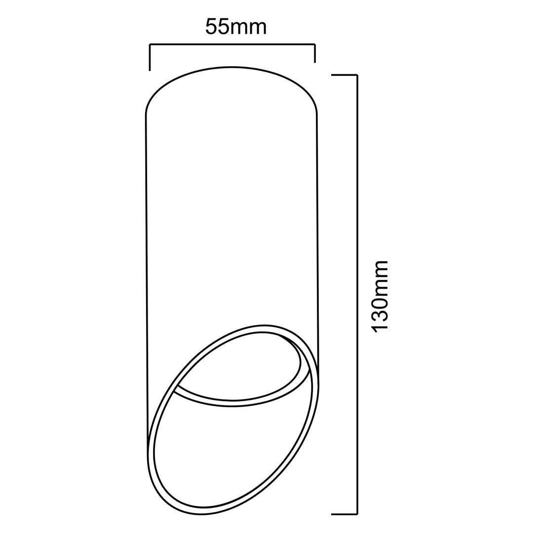 Maclean påbygning / rør, punktbelysning, rund, aluminium, GU10, 55x130 mm, sort, MCE360 B