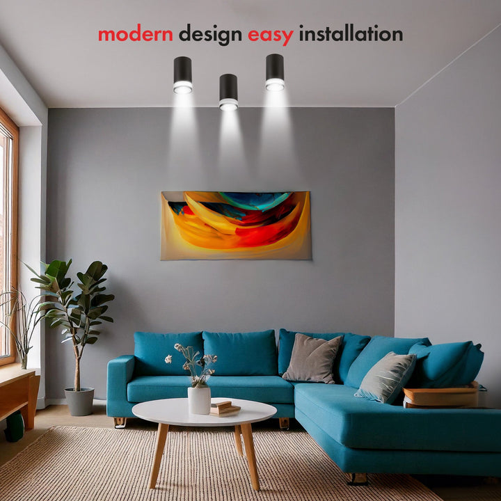 Maclean påbygning / rør, punktbelysning, rund, aluminium, GU10, 55x105 mm, sort, MCE361 B