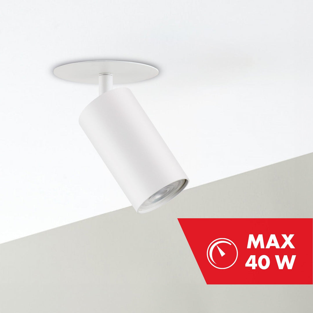 Indbygget armatur / Maclean-rør, punktbelysning, rund, aluminium, GU10, 55x100 mm, hvid, MCE364 W