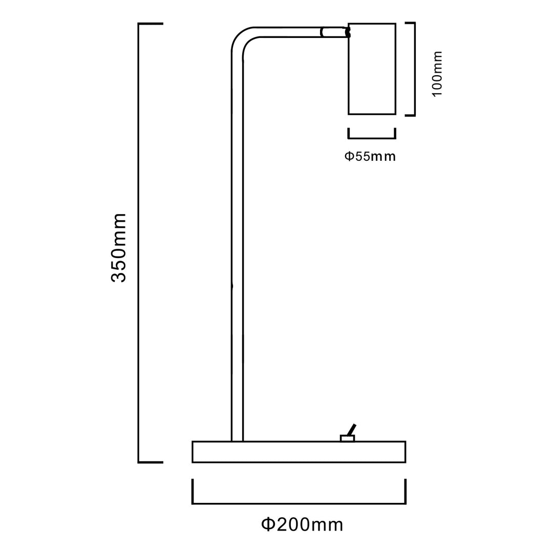 GU10 Maclean bordlampe, spot, rund, GU10, med afbryder, sort, MCE370 B