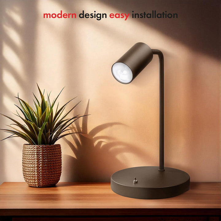 GU10 Maclean bordlampe, spot, rund, GU10, med afbryder, sort, MCE370 B