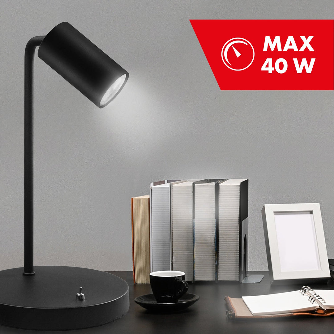 GU10 Maclean bordlampe, spot, rund, GU10, med afbryder, sort, MCE370 B