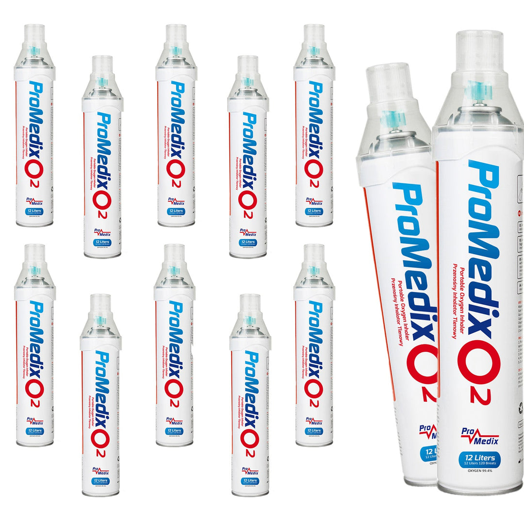 12x Bærbar iltinhalator i dåse 99,4 % Promedix 12L, PR-994