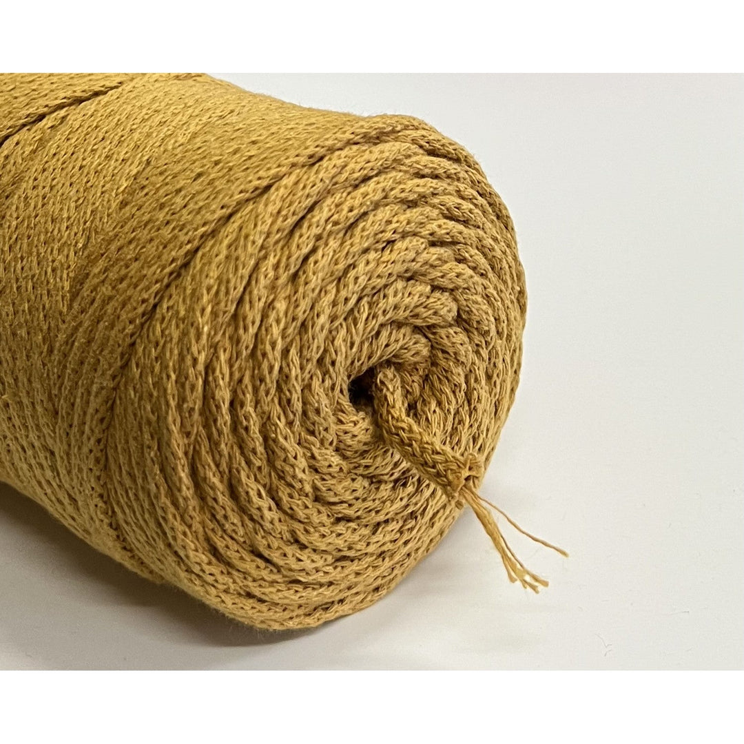 ColiNea, bomuldssnor med bomuldskerne, flettet, 5 mm, 100 m, sennepsfarvet
