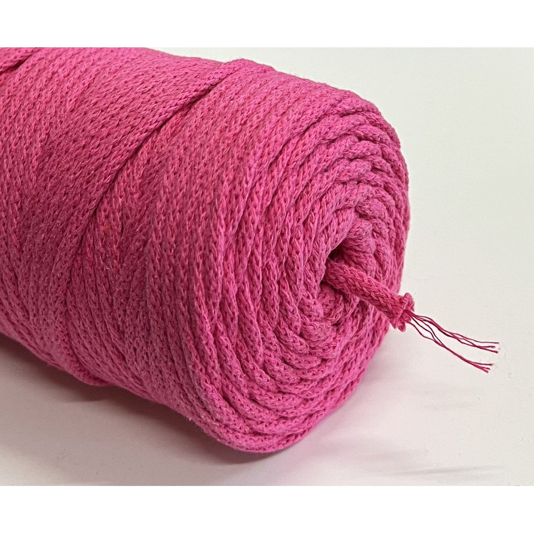 ColiNea, bomuldssnor med bomuldskerne, flettet, 5 mm, 100 m, fuchsia