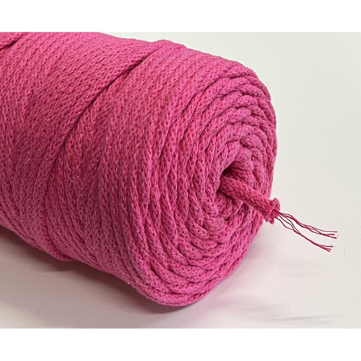 ColiNea, bomuldssnor med bomuldskerne, flettet, 5 mm, 100 m, fuchsia