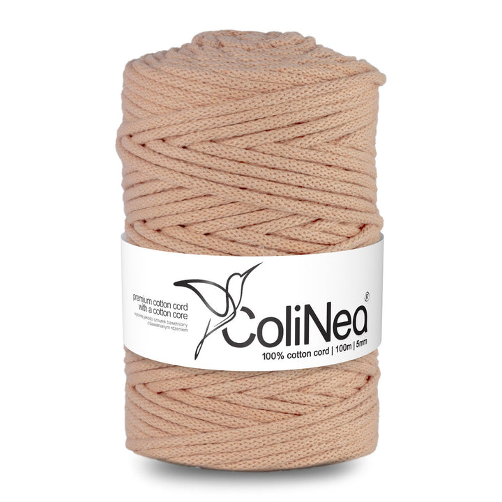 ColiNea, bomuldssnor med bomuldskerne, flettet, 5 mm, 100 m, laksfarvet