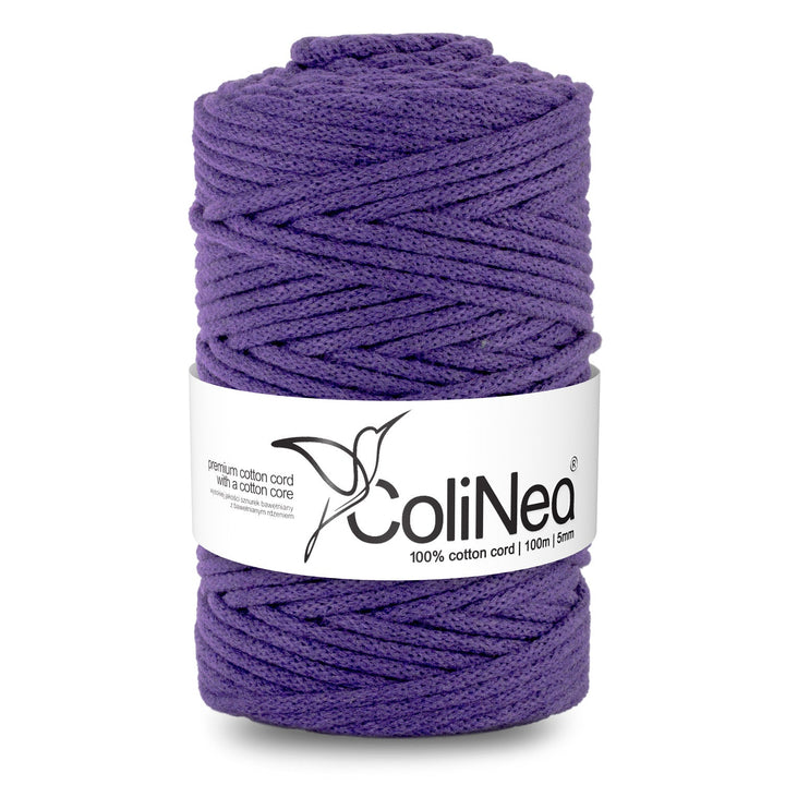 ColiNea, bomuldssnor med bomuldskerne, flettet, 5 mm, 100 m, lilla