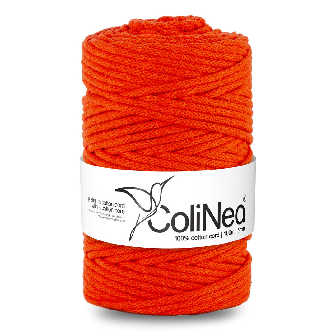 ColiNea, bomuldssnor med bomuldskerne, flettet, 5 mm, 100 m, orange