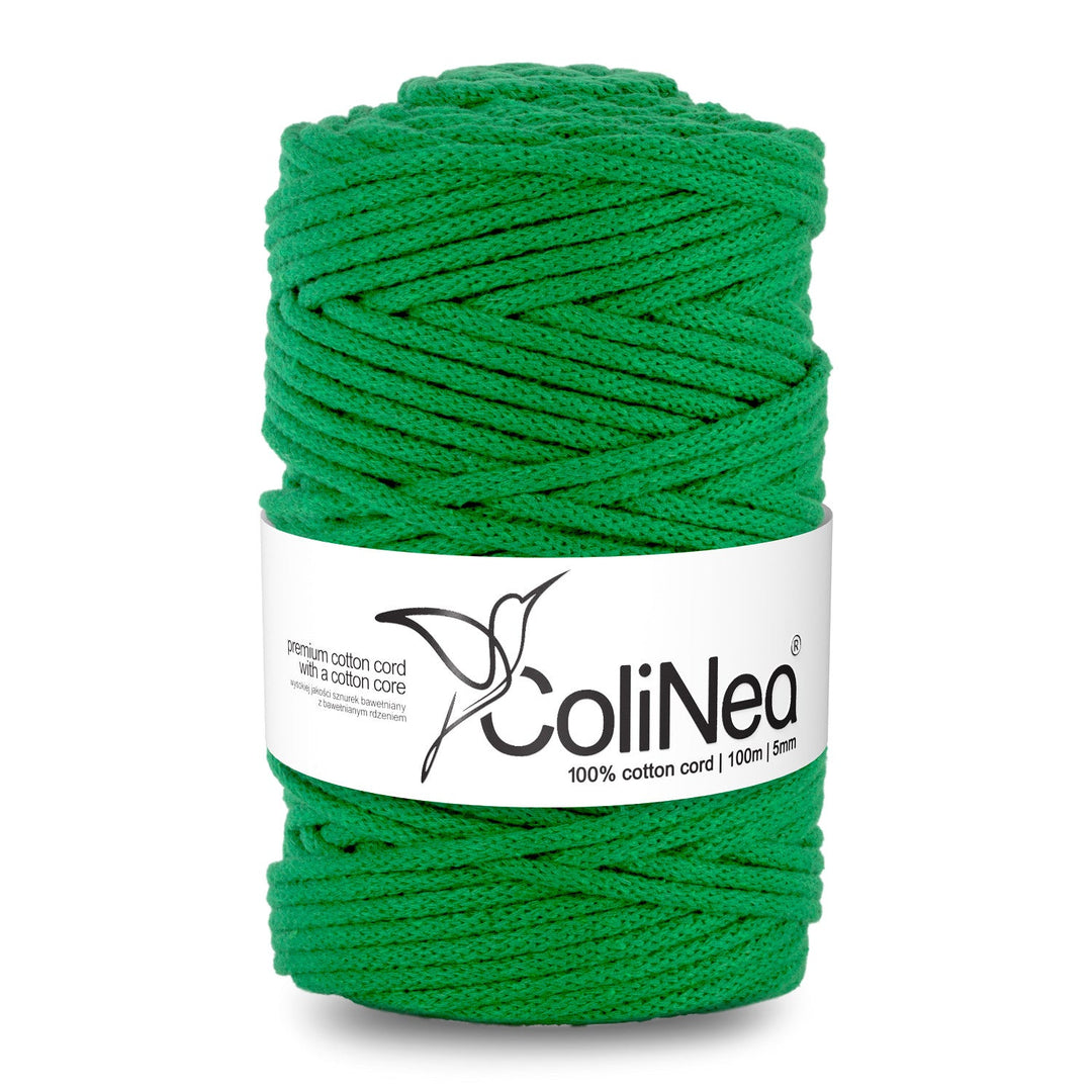 ColiNea, bomuldssnor med bomuldskerne, flettet, 5 mm, 100 m, grøn