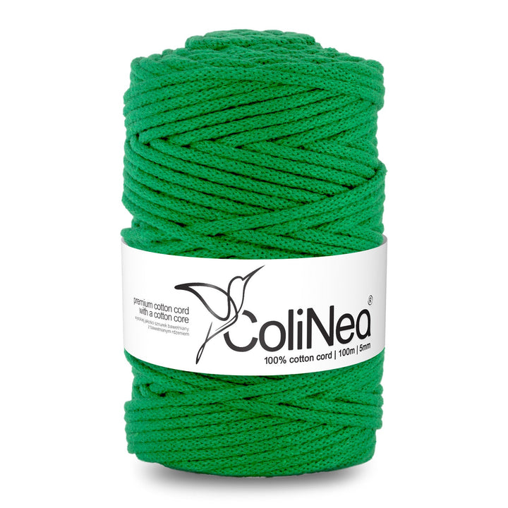 ColiNea, bomuldssnor med bomuldskerne, flettet, 5 mm, 100 m, grøn