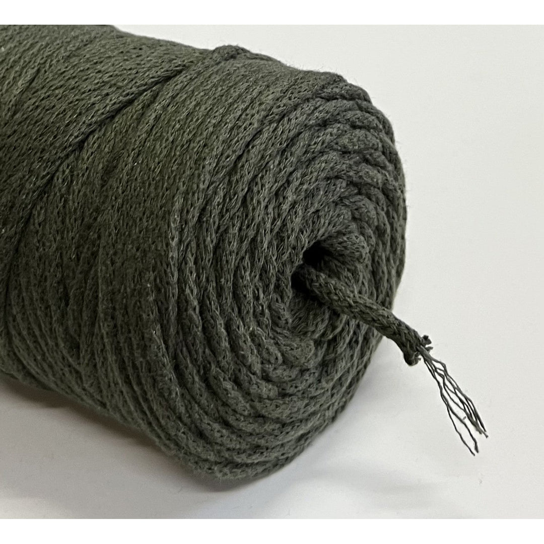 ColiNea, bomuldssnor med bomuldskerne, flettet, 5 mm, 100 m, khaki