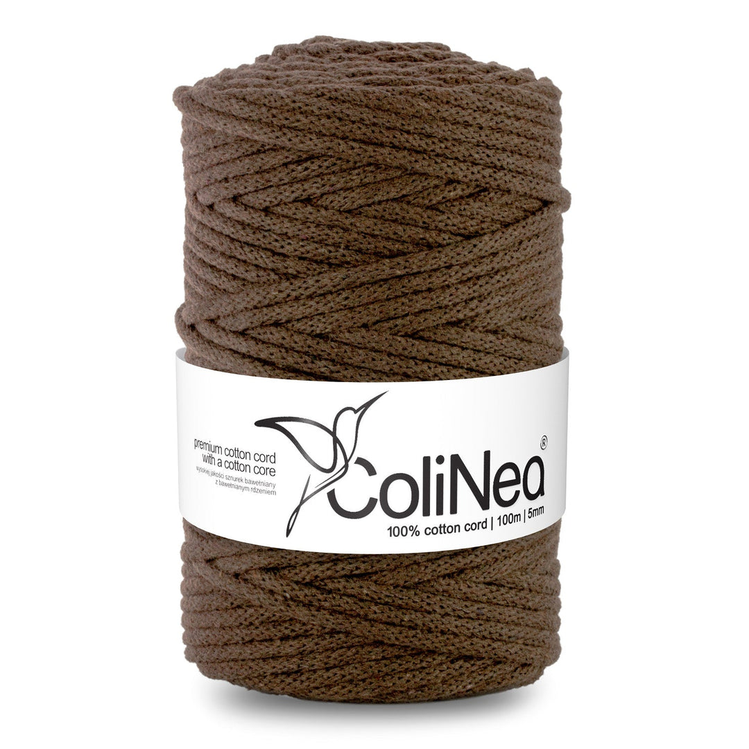 ColiNea, bomuldssnor med bomuldskerne, flettet, 5 mm, 100 m, brun