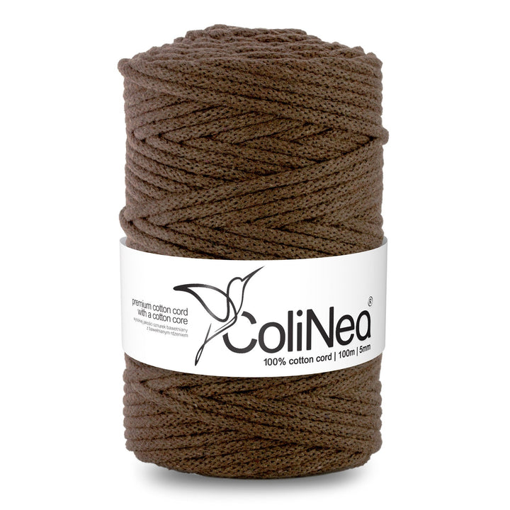 ColiNea, bomuldssnor med bomuldskerne, flettet, 5 mm, 100 m, brun