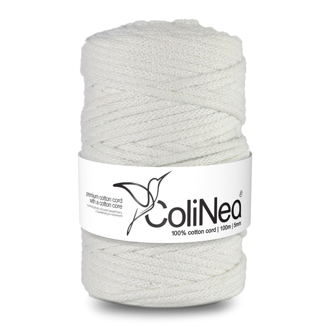 ColiNea, bomuldssnor med bomuldskerne, flettet, 5 mm, 200 m, hvid