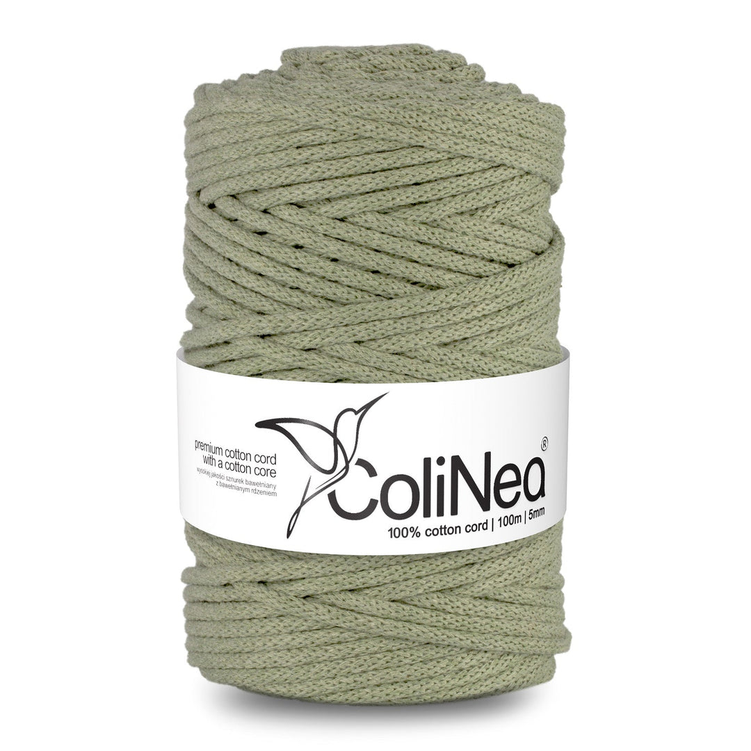 ColiNea, bomuldssnor med bomuldskerne, flettet, 5 mm, 200 m, olivenfarvet