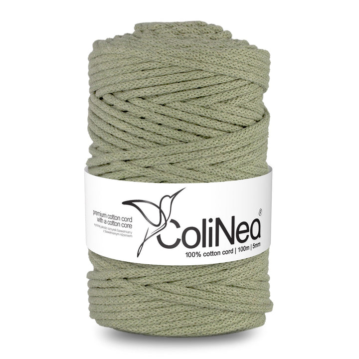 ColiNea, bomuldssnor med bomuldskerne, flettet, 5 mm, 200 m, olivenfarvet