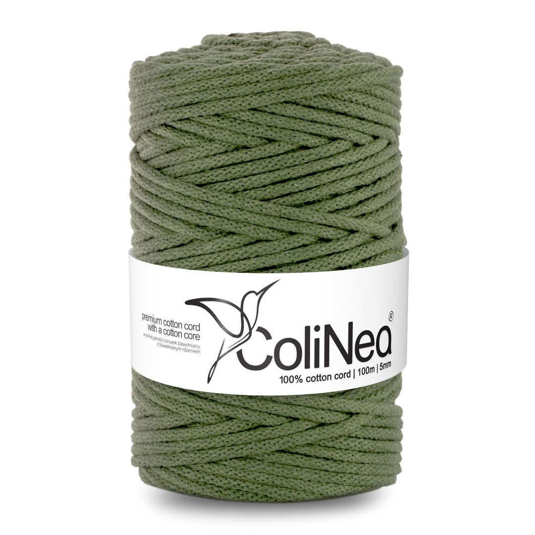 ColiNea, bomuldssnor med bomuldskerne, flettet, 5 mm, 200 m, khaki