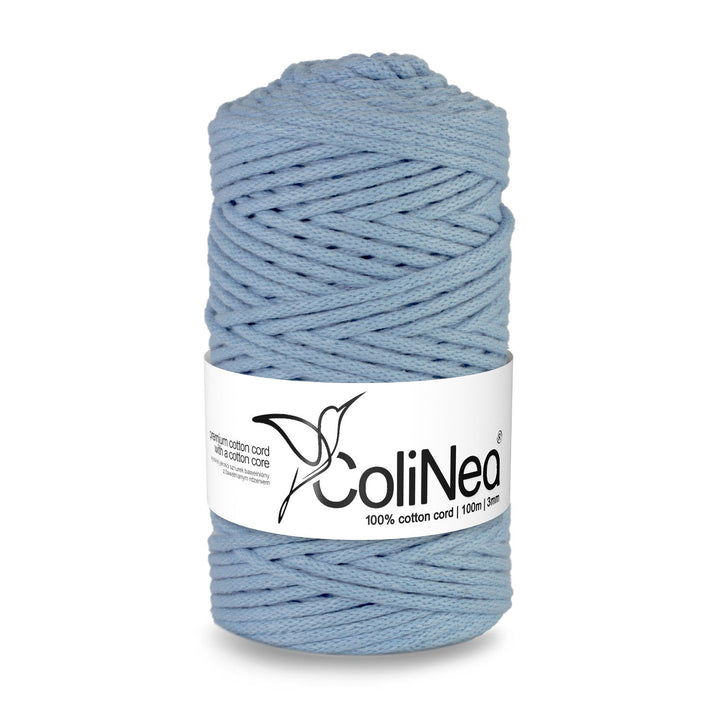 ColiNea, bomuldssnor med bomuldskerne, flettet, 3 mm, 100 m, blå