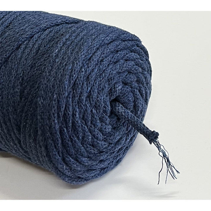 ColiNea, bomuldssnor med bomuldskerne, flettet, 3 mm, 100 m, jeansfarvet