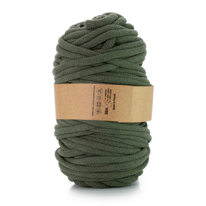 WAS, bomuldssnor med polyesterkerne, flettet, 9 mm, 50 m, khaki