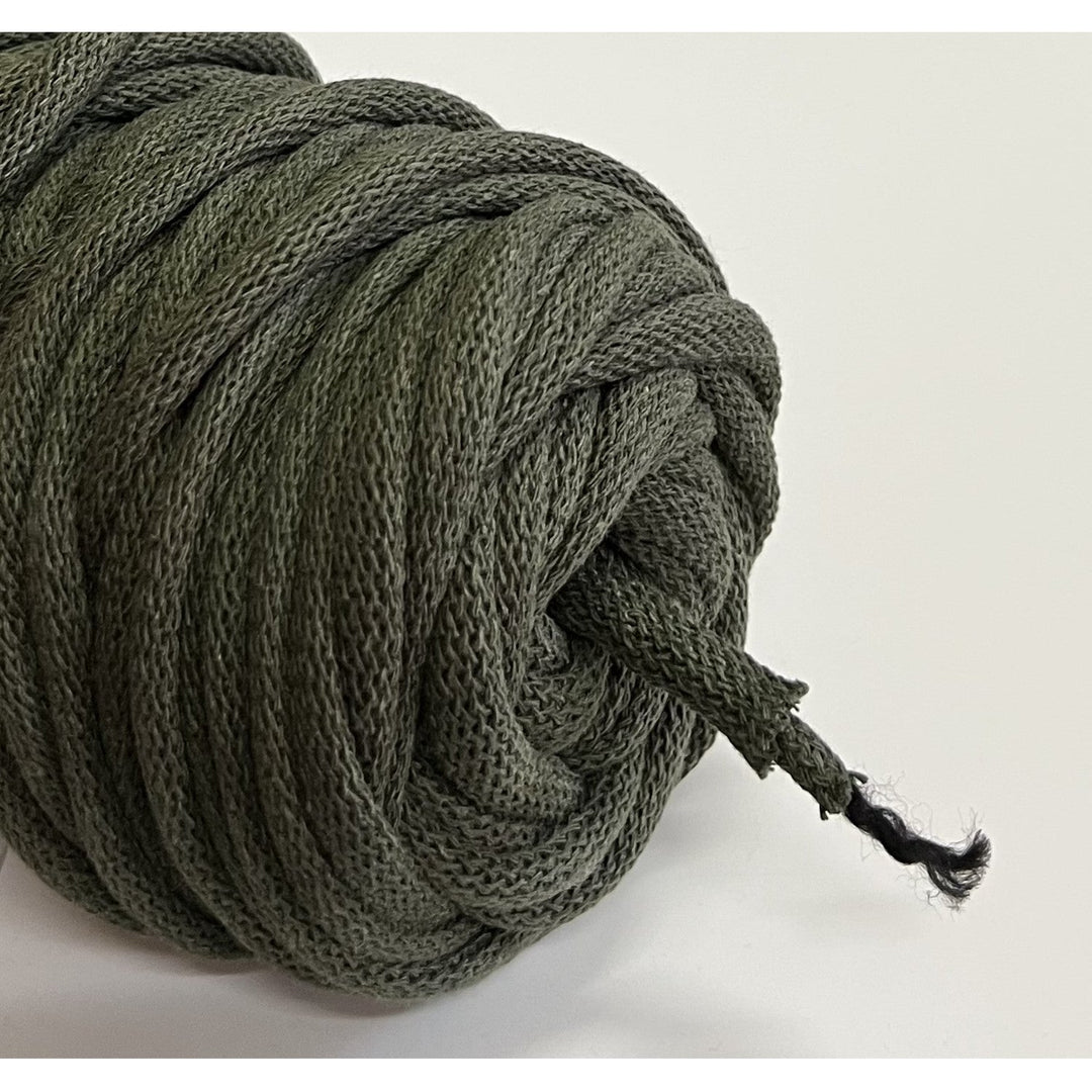 WAS, bomuldssnor med polyesterkerne, flettet, 9 mm, 50 m, khaki