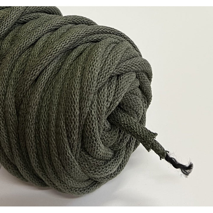 WAS, bomuldssnor med polyesterkerne, flettet, 9 mm, 50 m, khaki