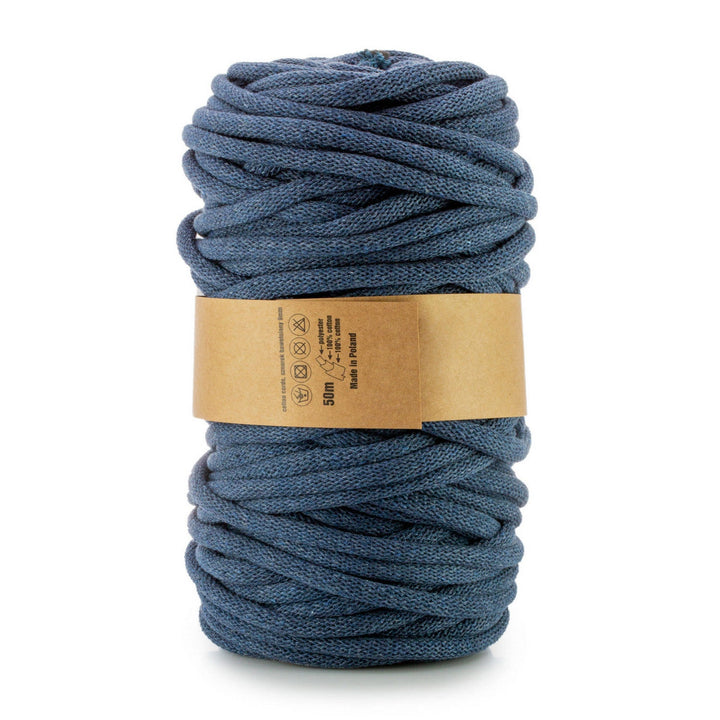WAS, bomuldssnor med polyesterkerne, flettet, 9 mm, 50 m, lys denimfarve
