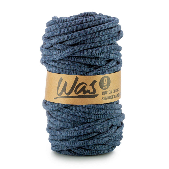 WAS, bomuldssnor med polyesterkerne, flettet, 9 mm, 50 m, lys denimfarve