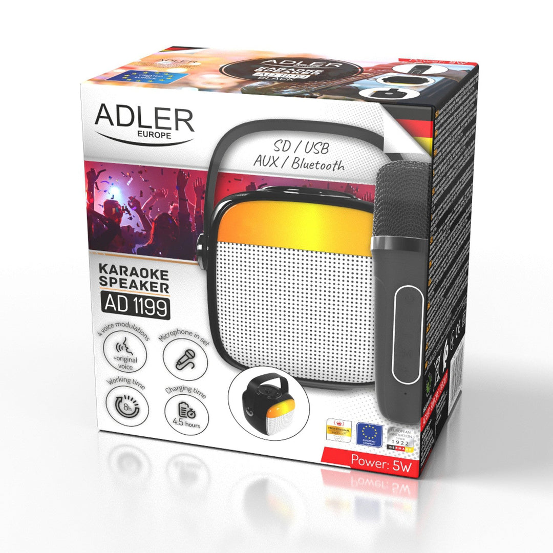 Adler trådløs højttaler, med mikrofon, til karaoke, Bluetooth, AD 1199 B