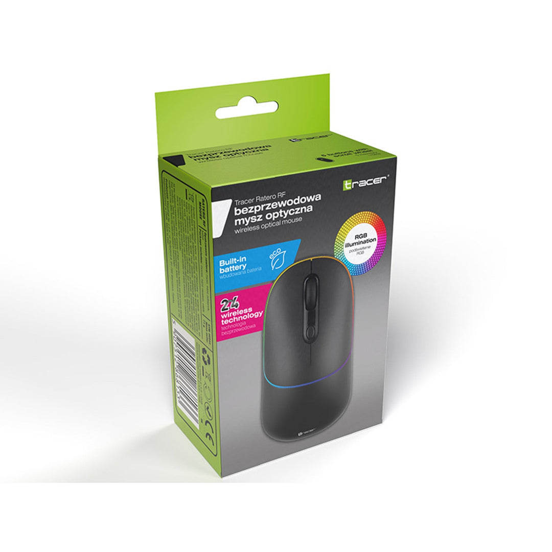 Tracer trådløs mus, 650 mAh batteri, RGB-belysning, Ratero