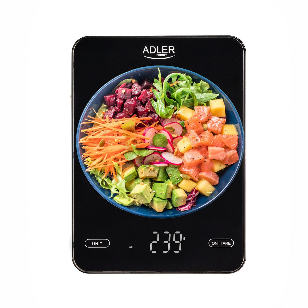 Køkkenvægt, Adler, sort 10 kg opladet via USB, AD 3177