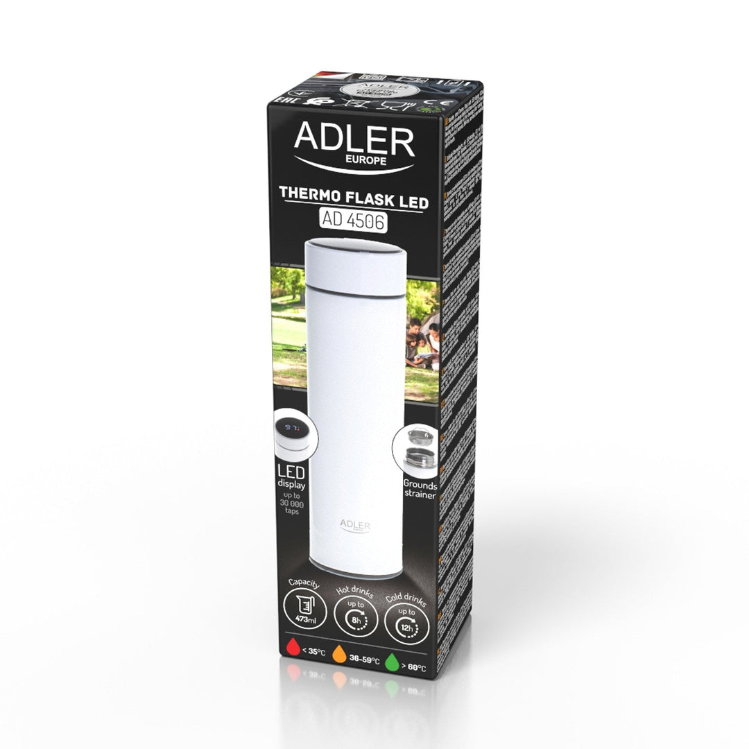 Adler termokande, LED-berøringsskærm, kapacitet 473 ml, farve hvid, AD 4506