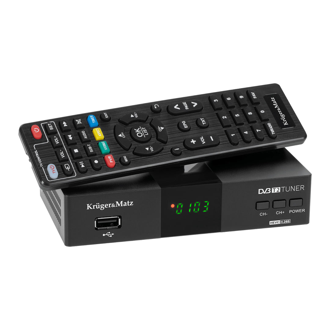 Tuner-dekoder DVB-T2 KM0550D H.265 HEVC EPG PVR Timeshift Kruger&Matz