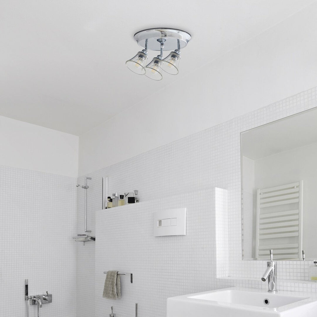 Rabalux loftslampe, badeværelseslampe, IP44, 3 E14-fatninger, maks. 40 W, krom, Antoine