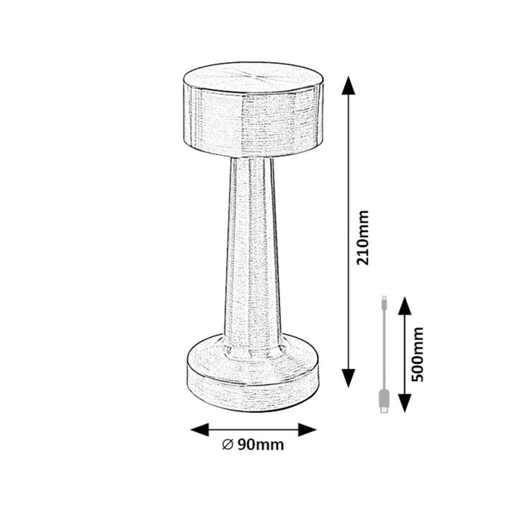 Rabalux bordlampe, 2,7 W LED, 40 lm, 1200 mAh batteri, Senan