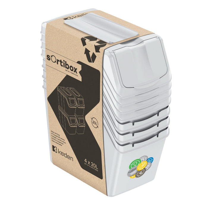 Sortibox 4x20L grå affaldssorteringskurve ISWB20S4