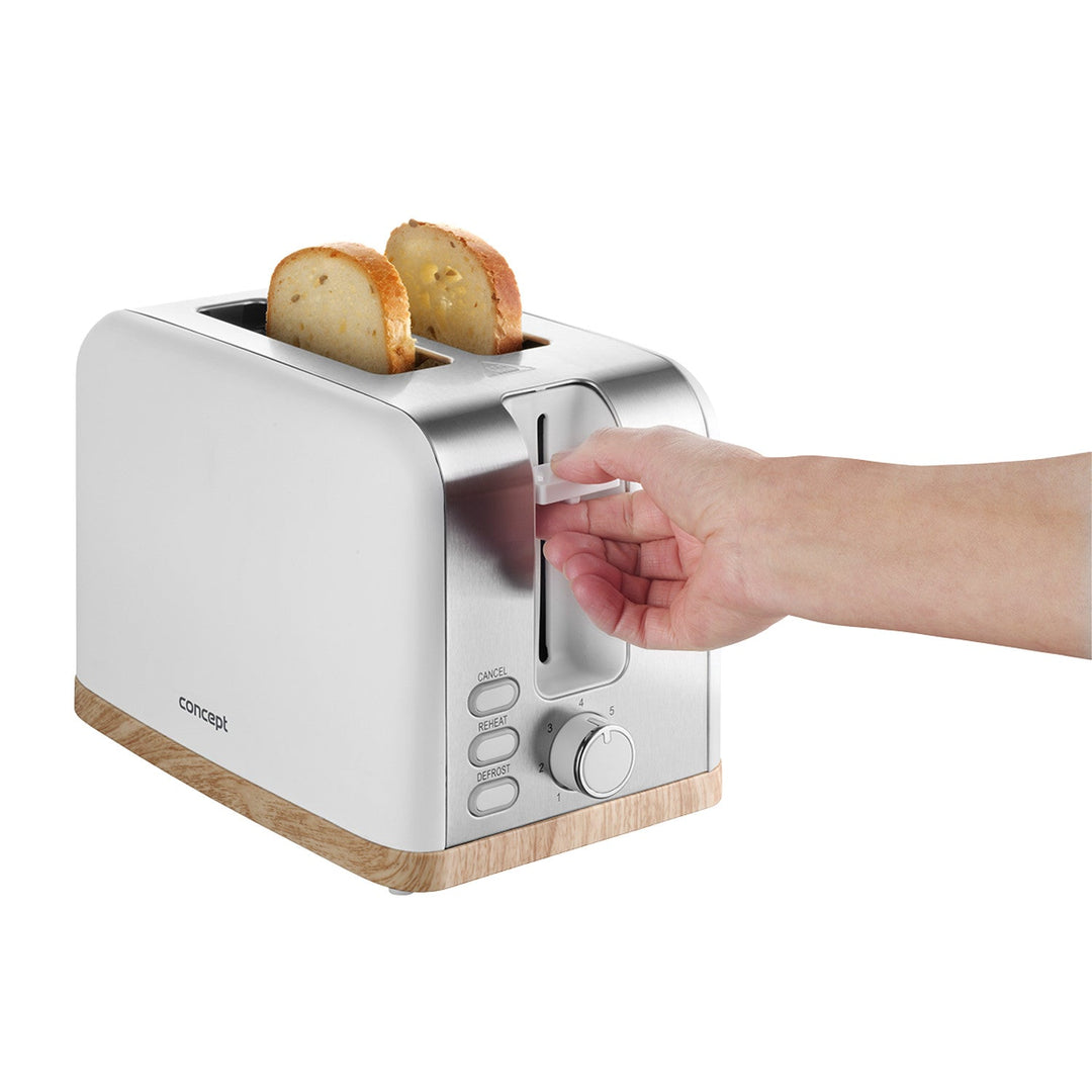 Concept elektrisk brødrister, 930 W, 7 bruningsniveauer, hvid, TE2015