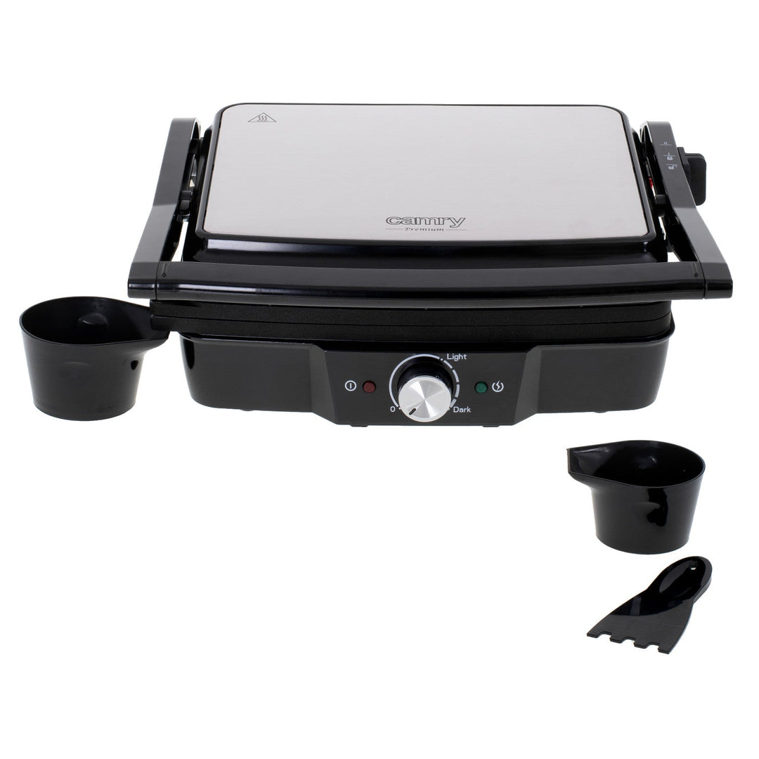 Camry elektrisk grill, stor overflade 28x23 cm, temperaturregulering, maksimal effekt 2500 W, CR 3053