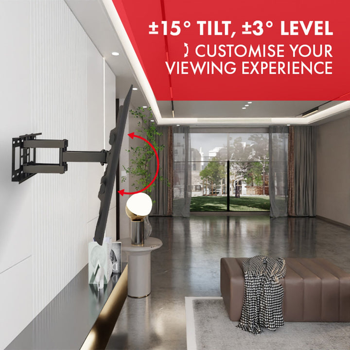Maclean TV-holder, maks. VESA 400x400, 32-75", 50 kg, vertikal og horisontal vinkelregulering, profil 80-380 mm, sort, MC-788