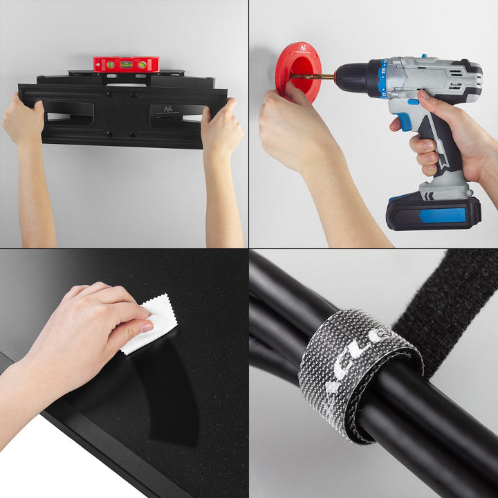 Maclean TV-holder, maks. VESA 600x400, 32-85", 60 kg, vertikal og horisontal vinkeljustering, profil 65-390 mm, sort, MC-789