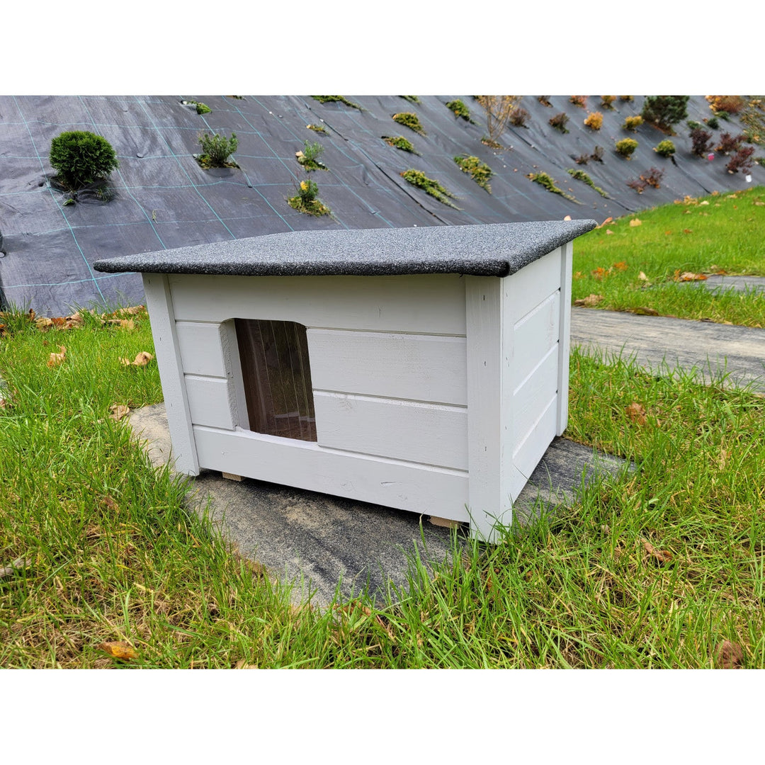 Hundehus, kattehus Woodok, isoleret, lys grå fyrretræ