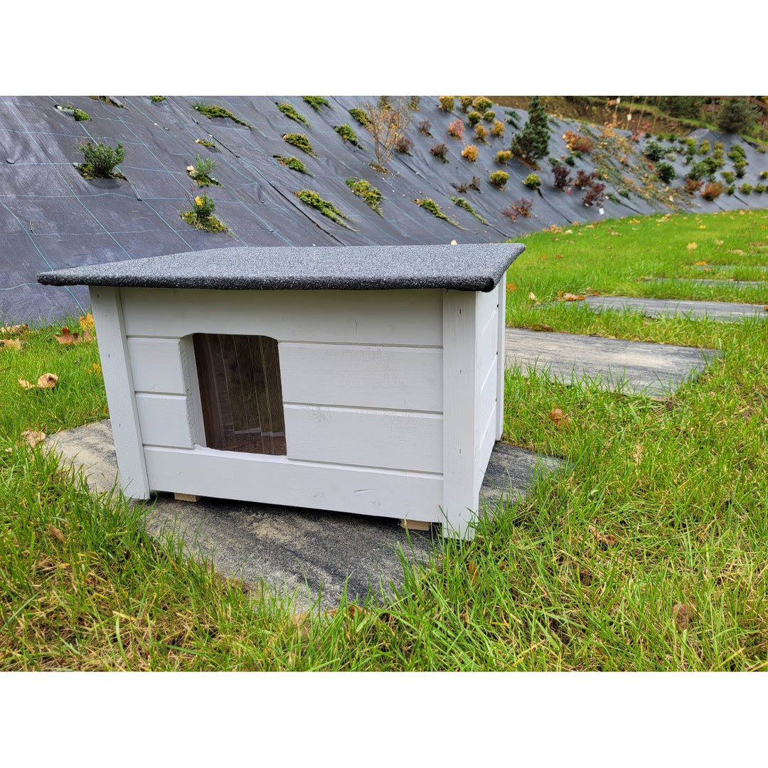 Hundehus, kattehus Woodok, isoleret, lys grå fyrretræ